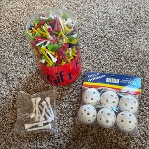 Golf practice balls (6), High Quality 1 7/8” Hardwood Multicolor Tees (400) NWOT